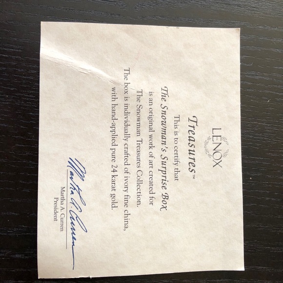 Mint Lenox Treasures The Snowman’s Surprise Box - Picture 8 of 8